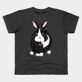 Black and White Dutch Rabbit Kids T-Shirt